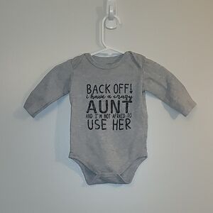 Gray Long Sleeved Bodysuit with Funny Text LOT H